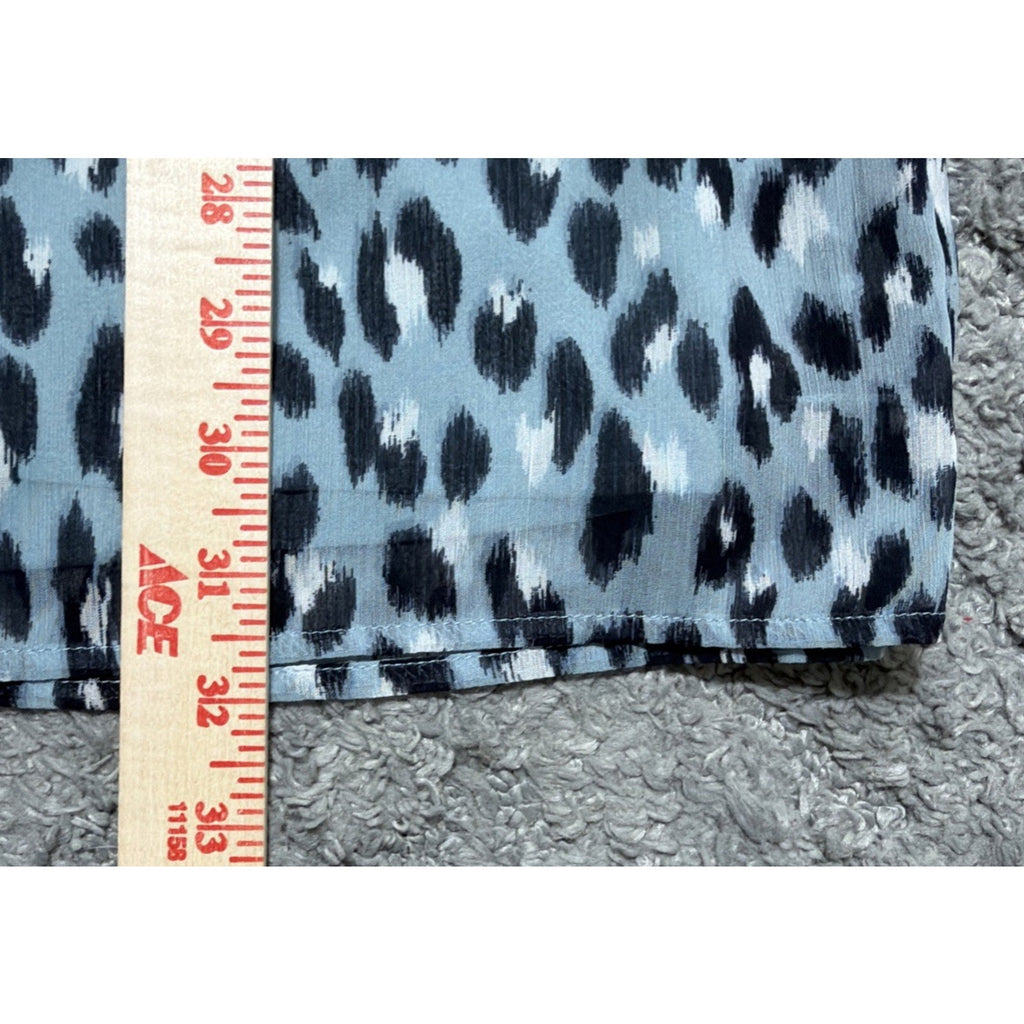 Loft Blue Leopard Print Puff Sleeve Mini Dress Size Petite XS Babydoll NWT