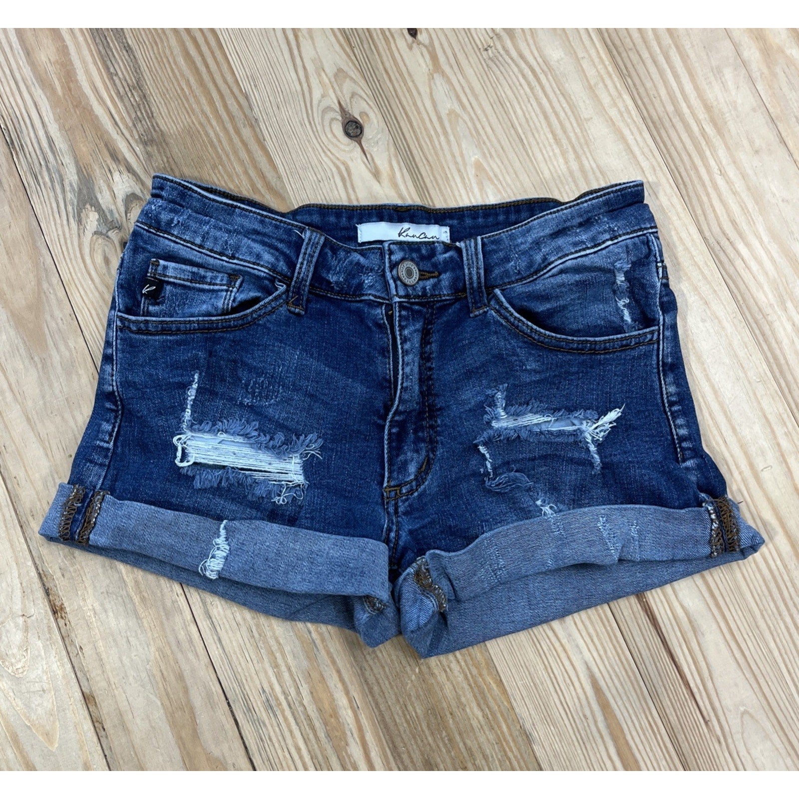 KanCan Distressed Cuffed Denim Booty Daisy Duke Jean Shorts - Women's W5 26