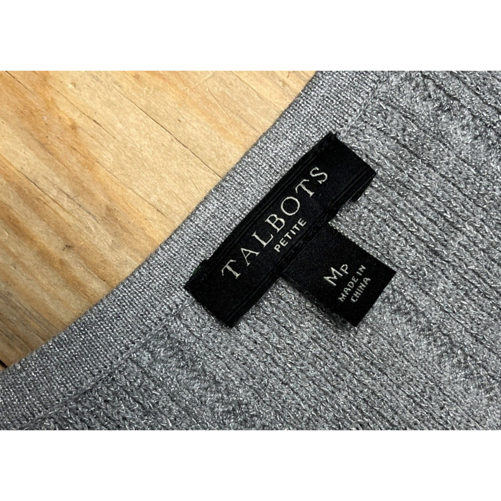 Talbots Women's Medium Petite Silver Metallic Sleeveless Sweater Top