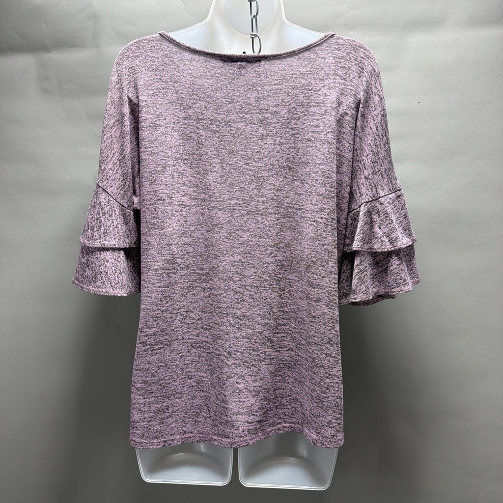 Wilde Ruffle Bell Sleeve Heather Purple Top Size Medium