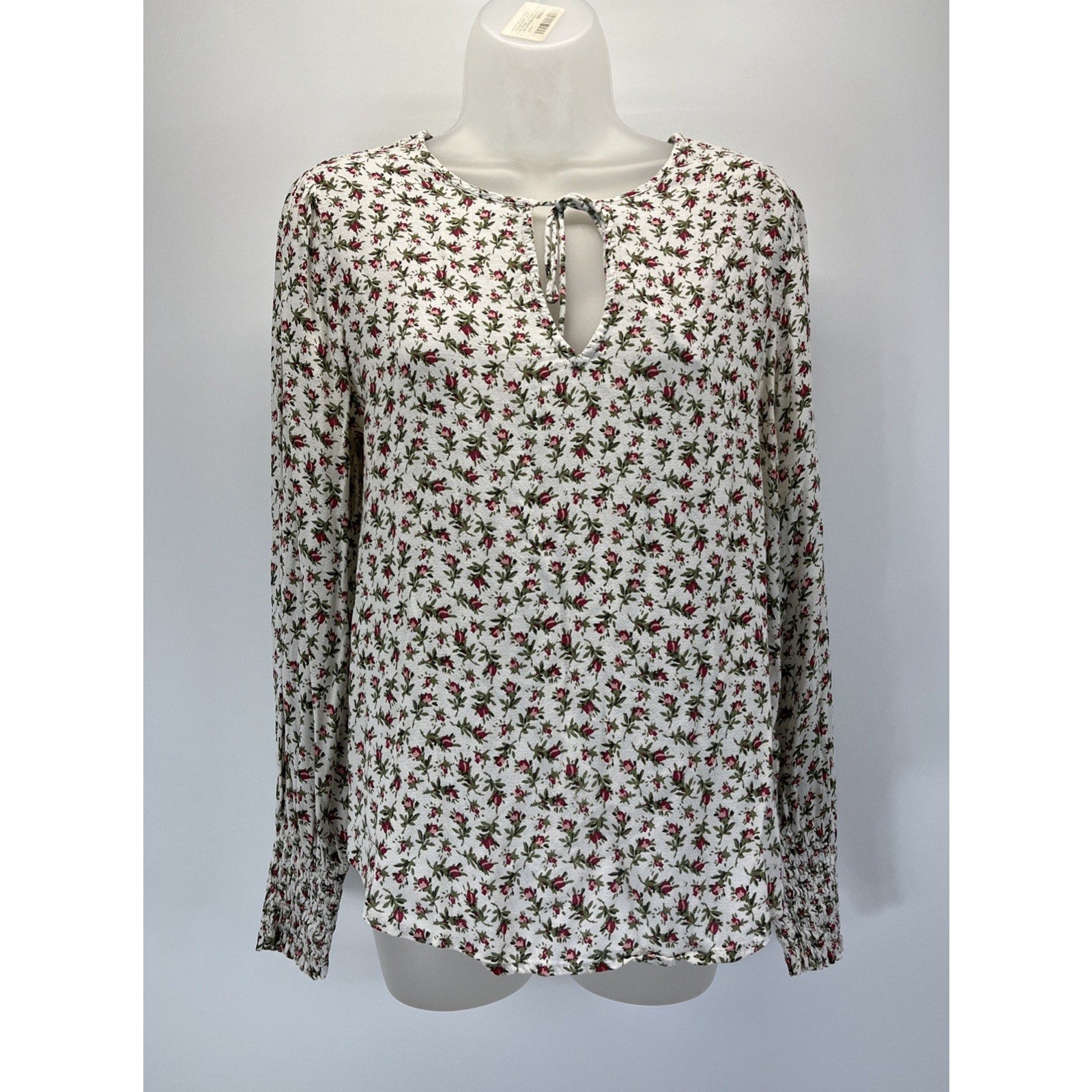 Lucky Brand Smocked Cuff Long sleeve Viscose Peasant Blouse Size Medium