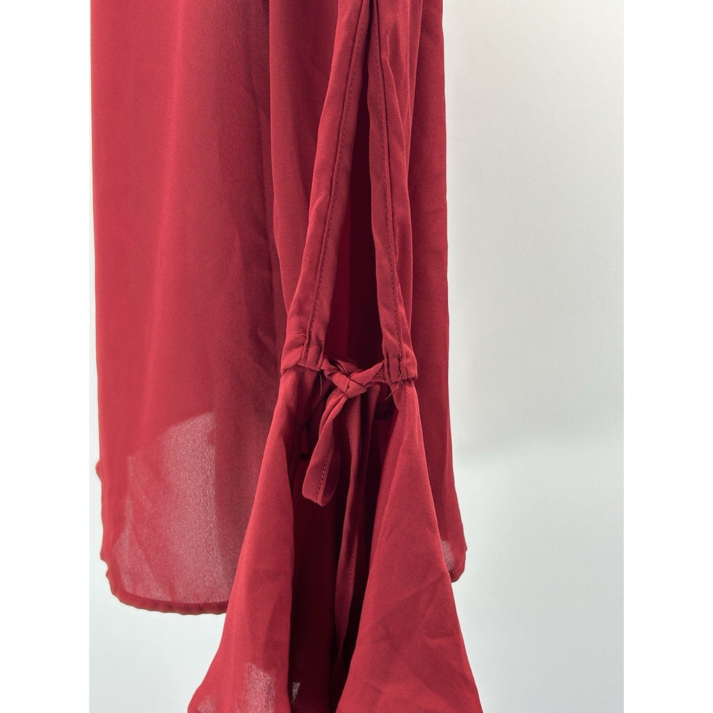 Lztlylzt Red Flame Flare Ruffle Sleeve Top XL Sheer V-Neck Blouse NWT