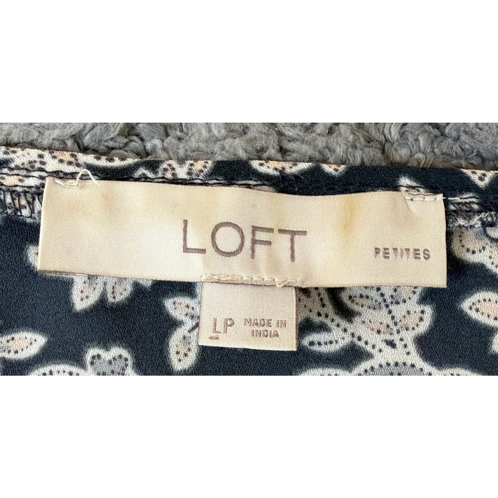 Loft Top Large Petite Paisley Multicolor Blouse Long Sleeve Round Neck