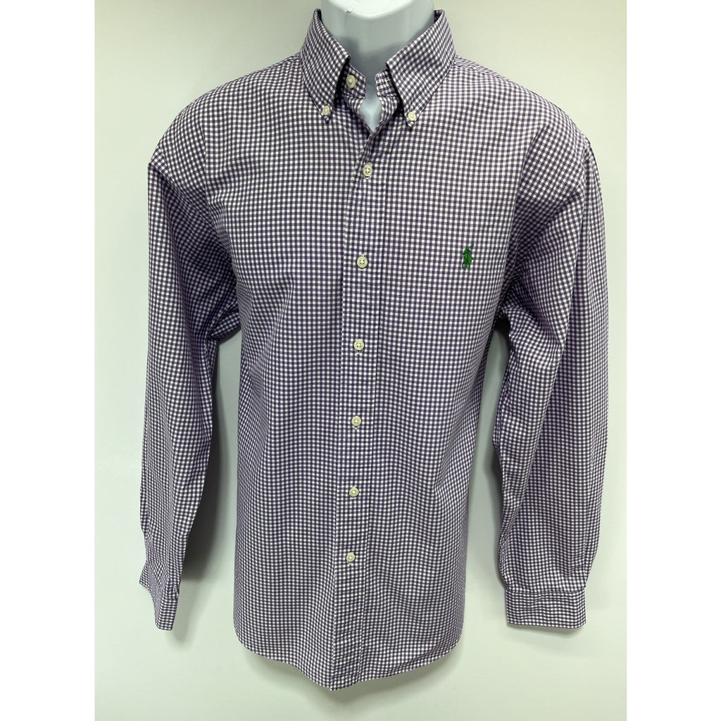 Ralph Lauren Shirt Men’s L Purple Gingham Classic Fit Button Up Long Sleeve
