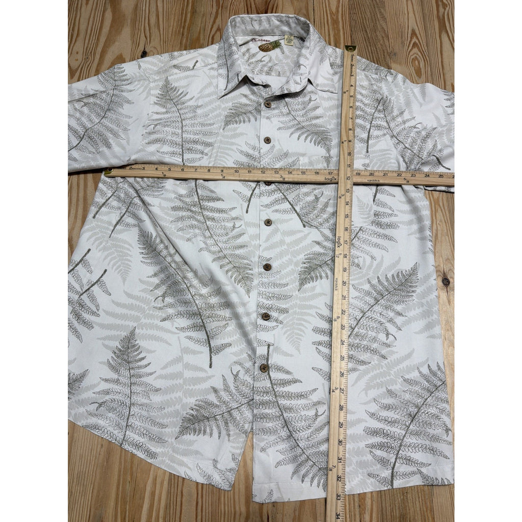 Men's Caribbean Hawaiian Style Silk/ Cotton Button Down Shirt Size XLT