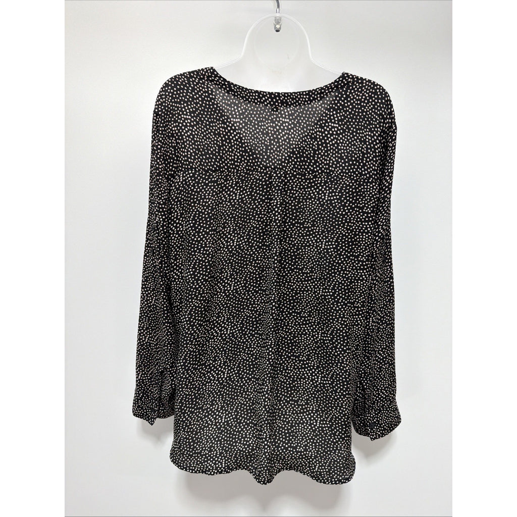 EXPRESS Black White Zipper V-Neck Career Top Roll Up Tab Sleeve XL