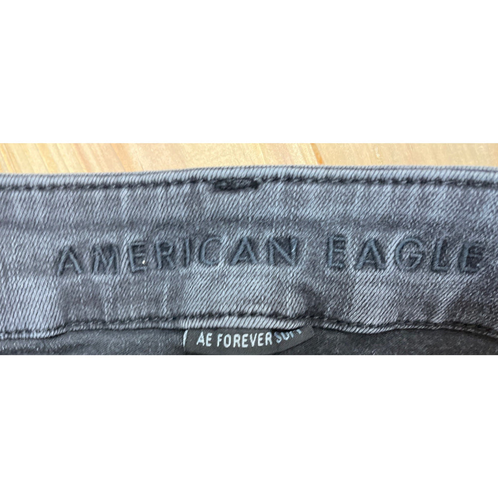 American Eagle Forever Soft Distressed Super High Waist Jeans 6 Jegging Black