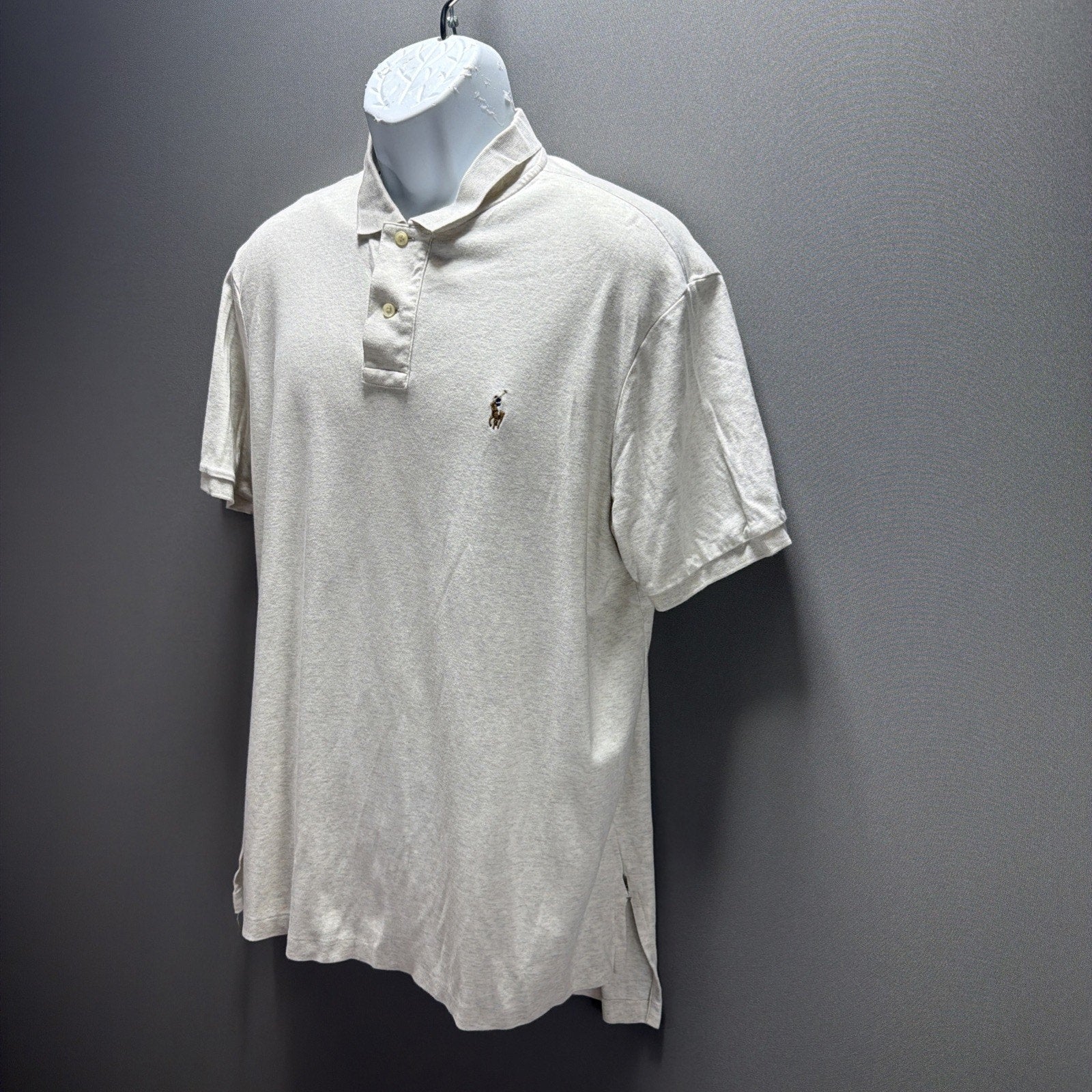 Polo Ralph Lauren Mens PIMA Soft XL S/S Shirt Cotton Heather Beige Pony Logo