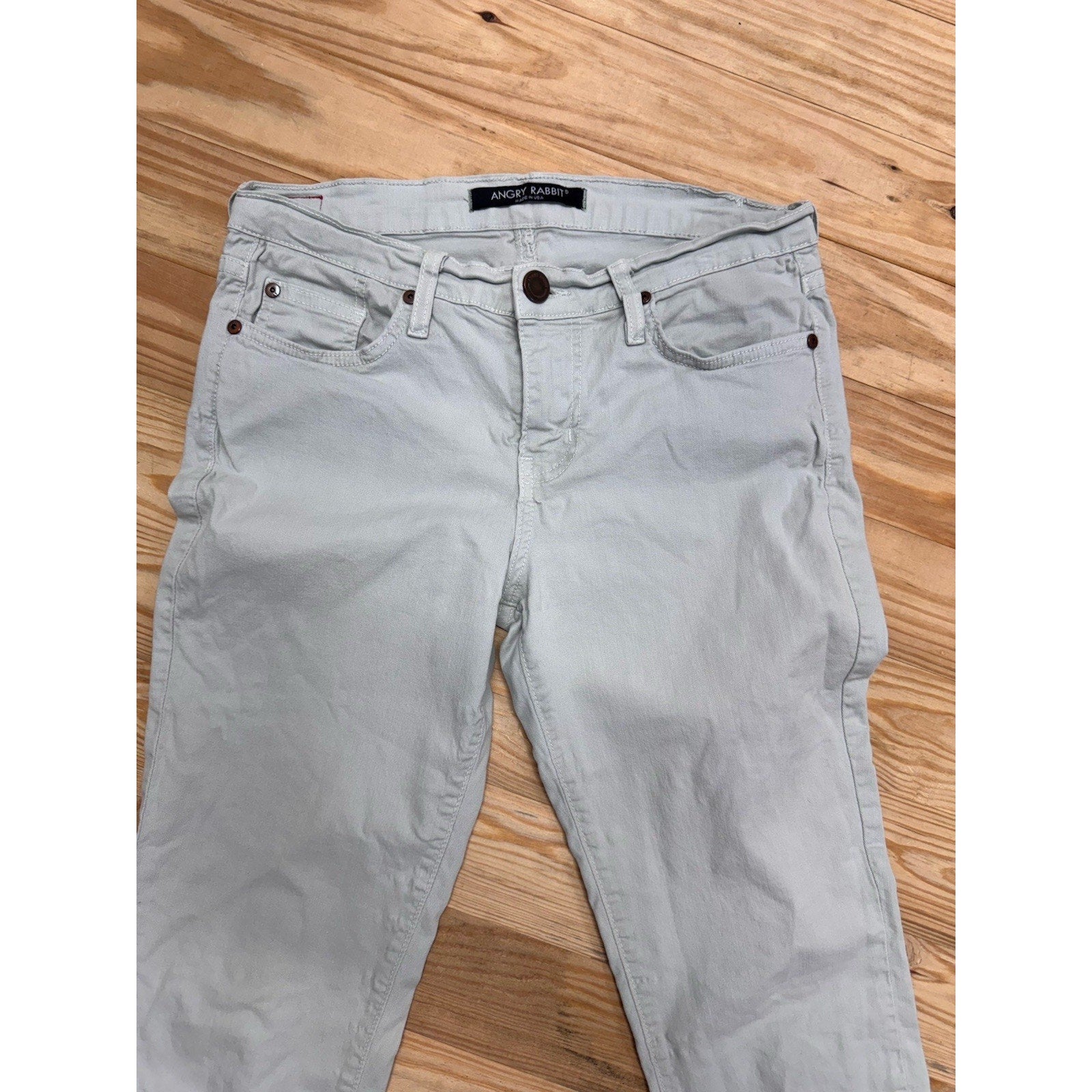 Angry Rabbit Women's Size 28/7Pocket Light Tan Denim Jeans Made In USA