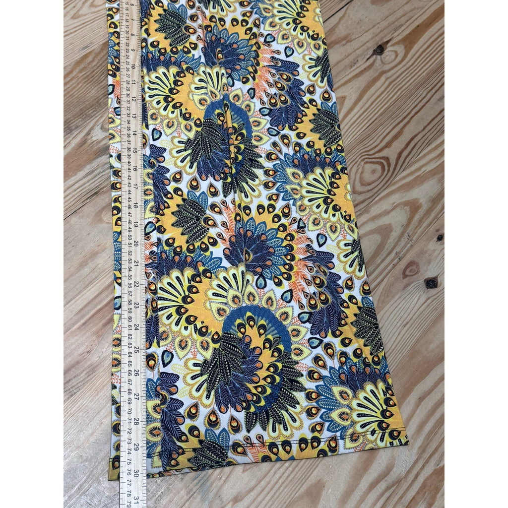 Lbisse Yellow Floral Boho Wide Leg Pants Women’s Size Large Stretch