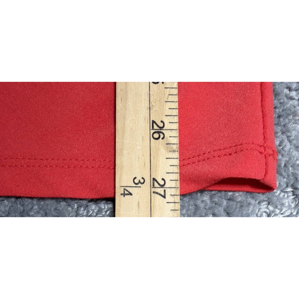 Michael Kors Women's Red Ruched Clasped Long-Sleeve Blouse Top Size M