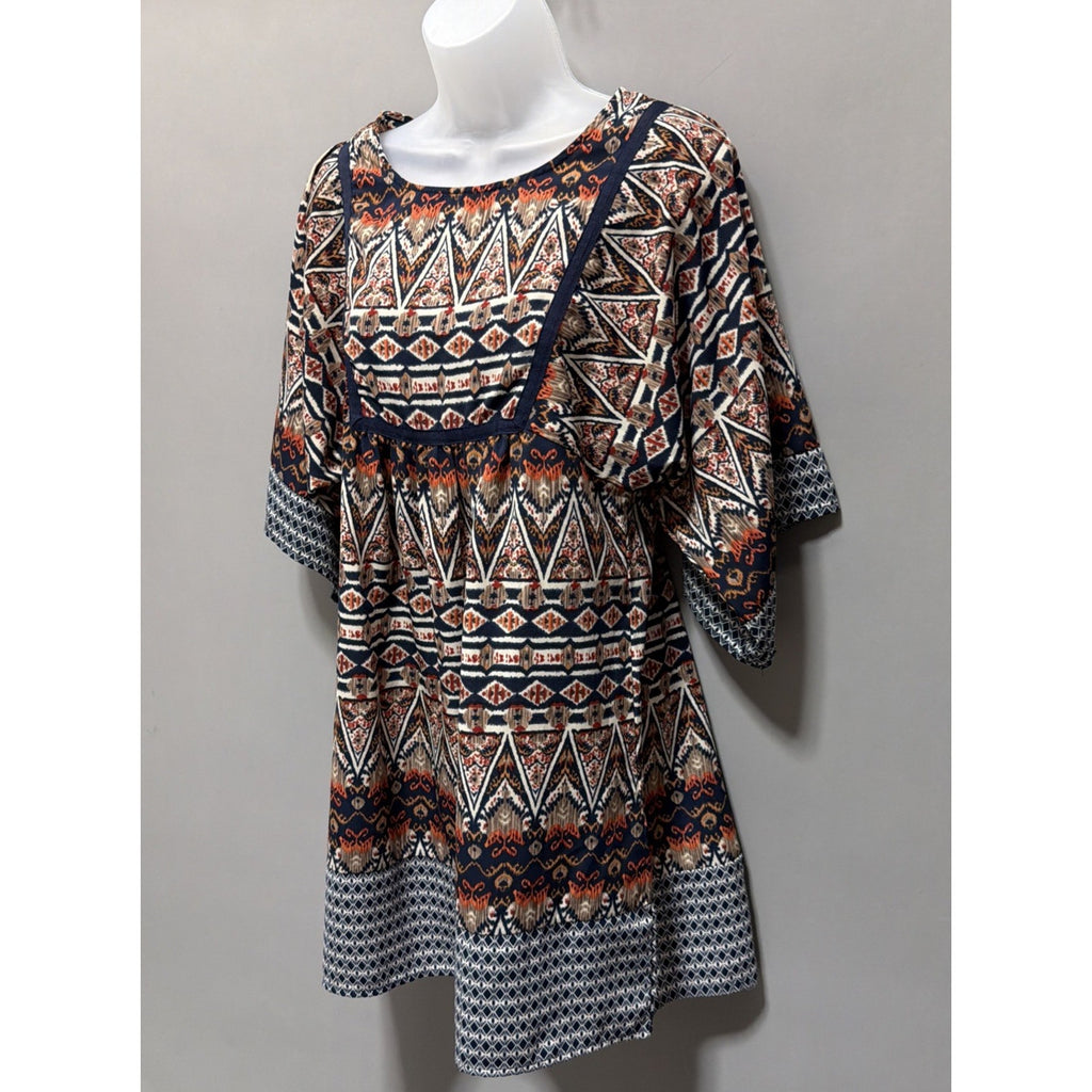 One Love Clothing Tribal print Kimono sleeve Mini Dress Size M