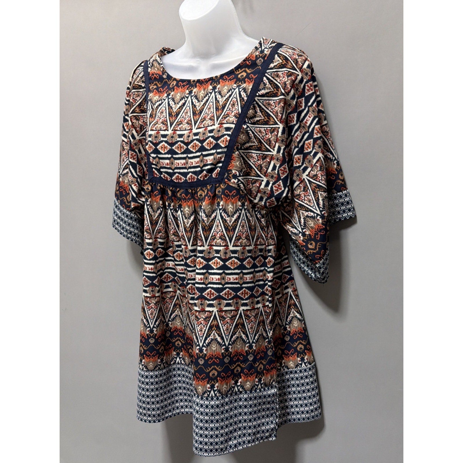 One Love Clothing Tribal print Kimono sleeve Mini Dress Size M