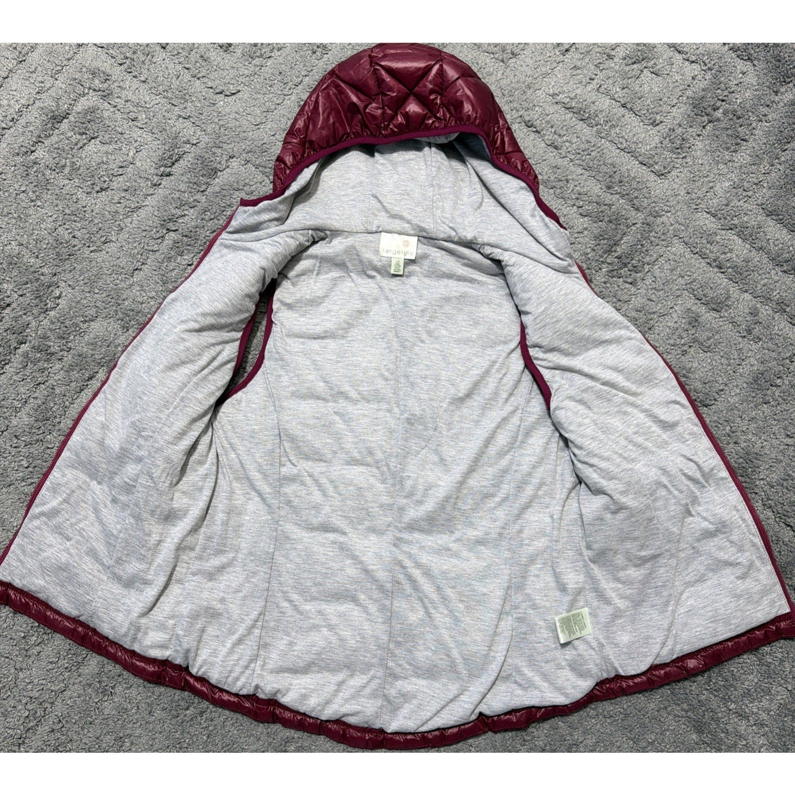 Tangerine Large Magenta Hooded Insulated Puffer Vest Winter Snow