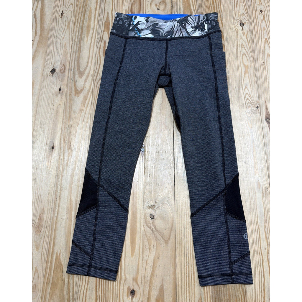 LULULEMON PACE RIVAL CROP PANTS Heathered Black So Fly Butterfly sz 4 23”