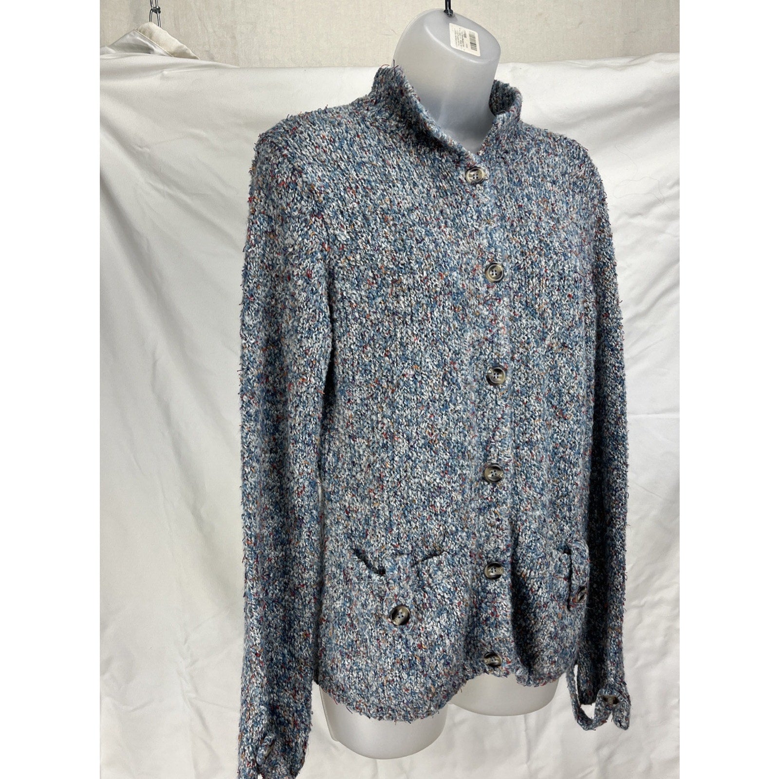 90s Vtg Women’s Knit Cardigan S Sag Harbor Sports Gray Button Up Pockets
