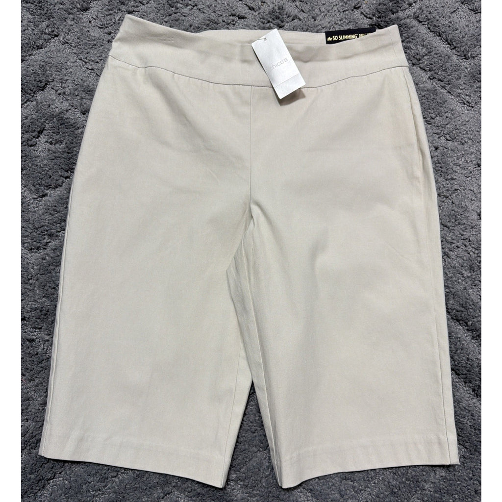 New Chico's So Slimming Pull On Brigette Bermuda Shorts Size 0.5