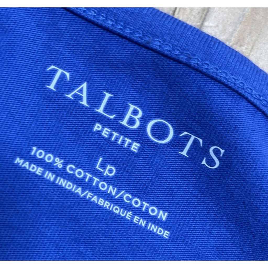 Talbots Eyelet Embroidered Peasant Top Womans Size LP Blue Cotton Boho Casual