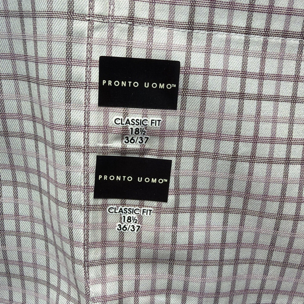 Pronto Uomo Mens Non Iron Dress Shirt 18 36/37 Tall Classic Fit Egypt Cotton NWT