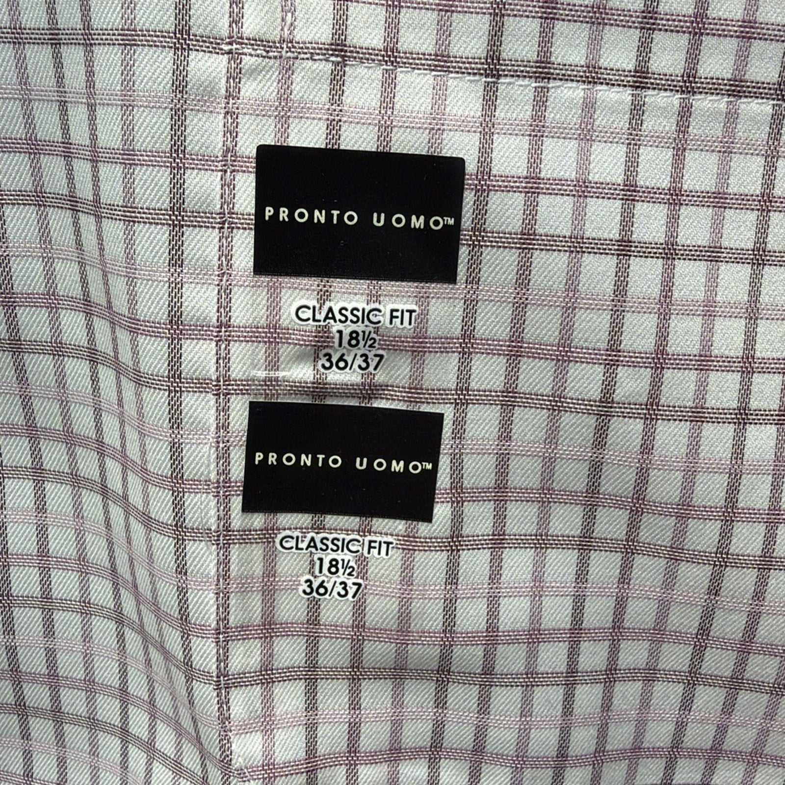 Pronto Uomo Mens Non Iron Dress Shirt 18 36/37 Tall Classic Fit Egypt Cotton NWT