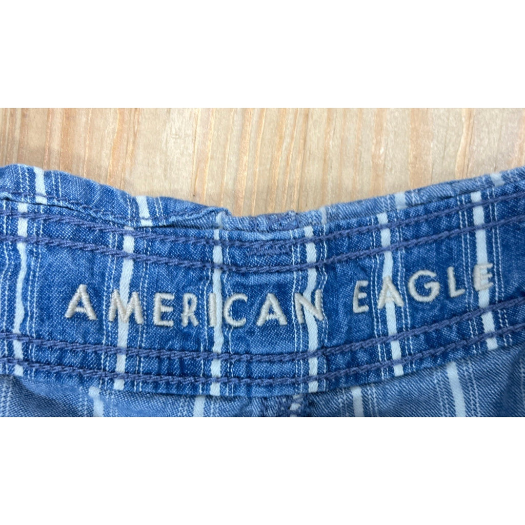 American Eagle Striped Chambray Shorts Women's Size 4 High Waisted