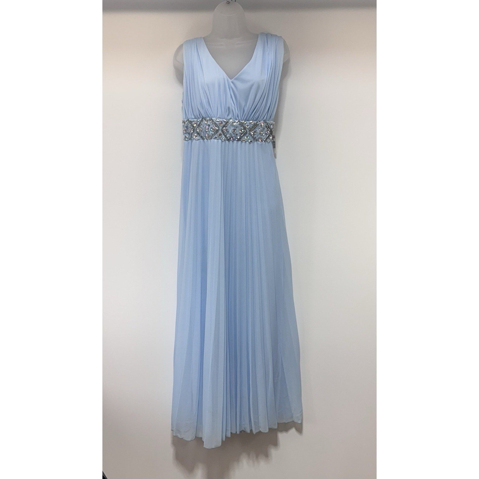Deb Baby Blue Formal Dress Sheer Lined Sequins Dress Women’s Plus Size 18W NWT