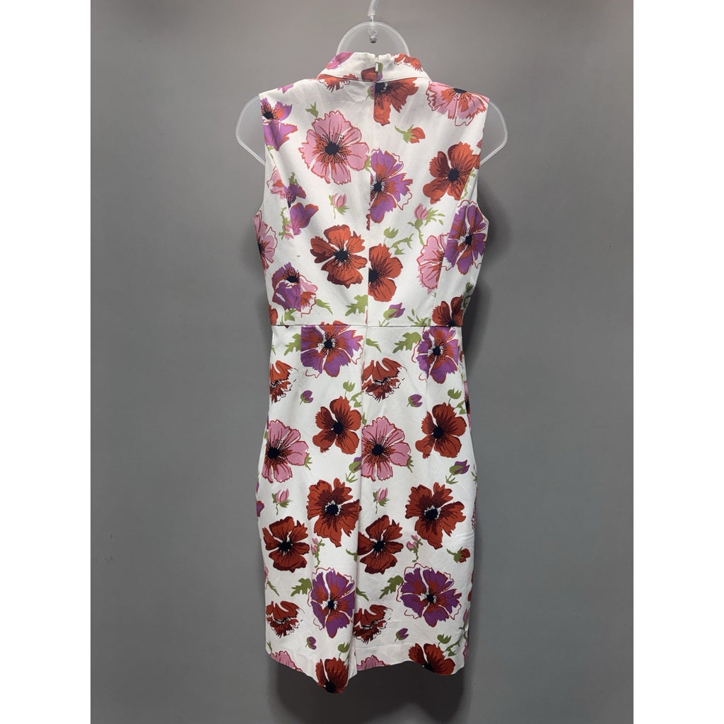 Brooks Brothers Floral Sheath Dress Women’s 6 Sleeveless Mock Neck Cotton