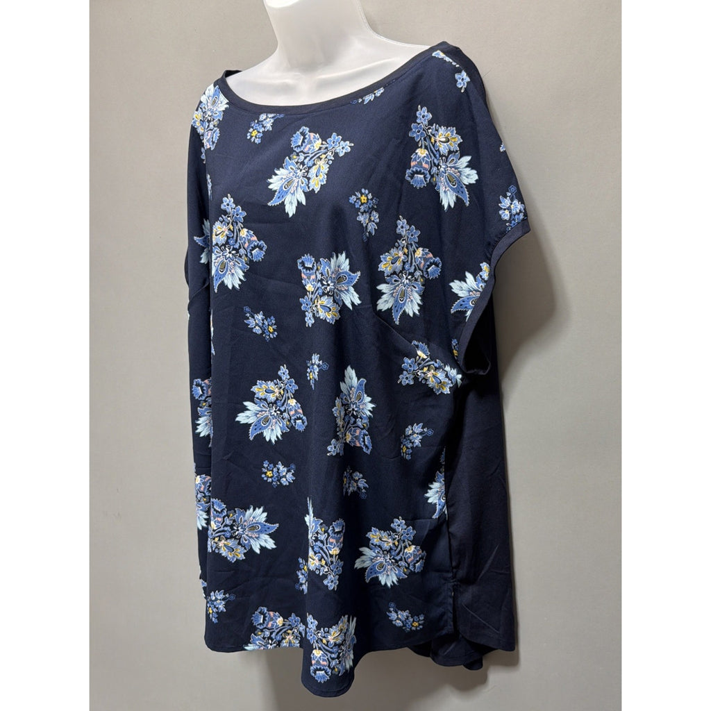 New! LANE BRYANT Women's 26/28 Sleeveless Navy Floral Pop Over top
