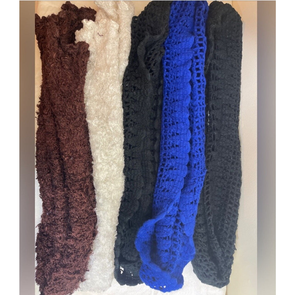 Bundle of 5 Scarves of Various Fabric Colors and Styles Infinity Wrap Warm