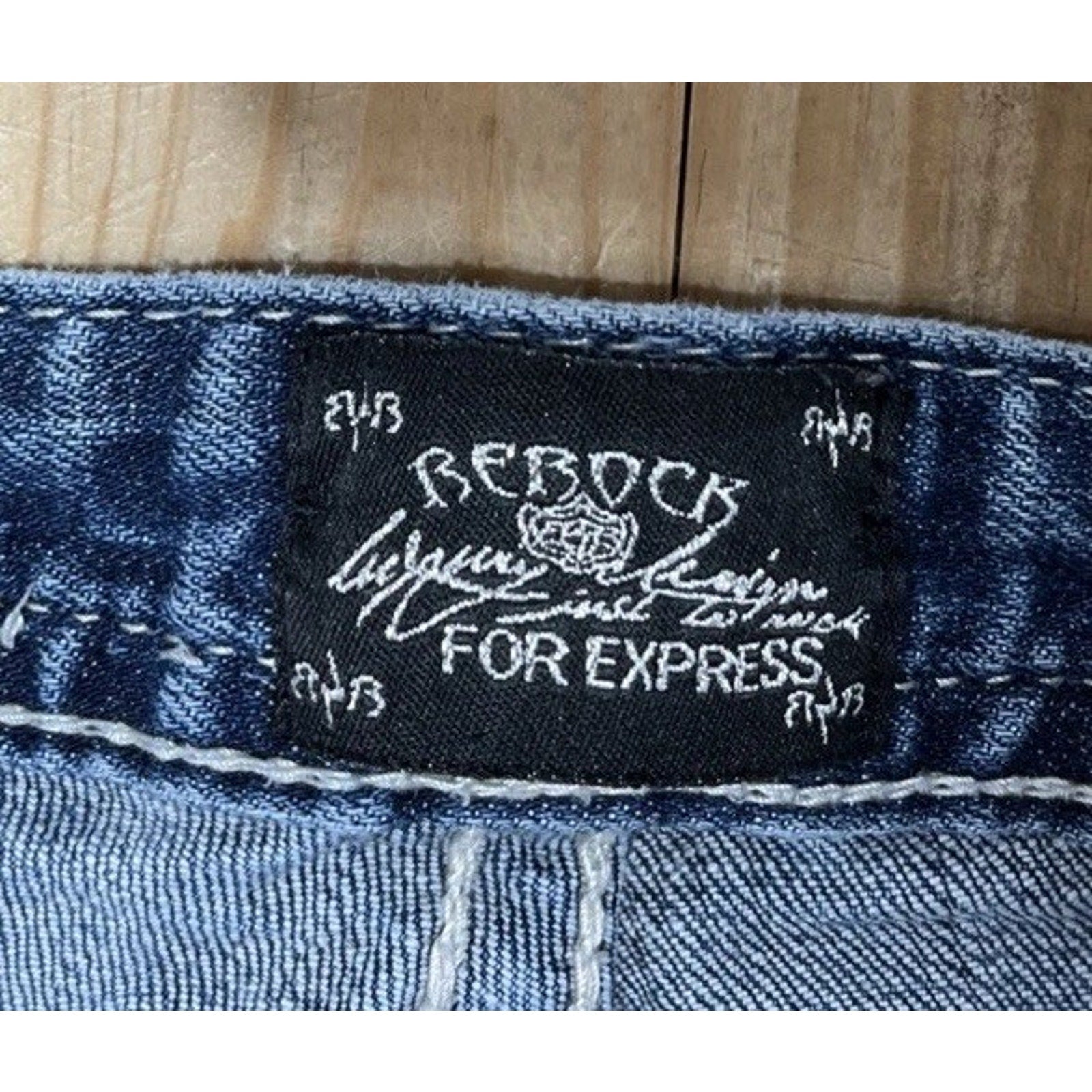 REROCK For Express Jeans Embroidered Skinny Whiskered Thick Stitch Denim Sz 8 R