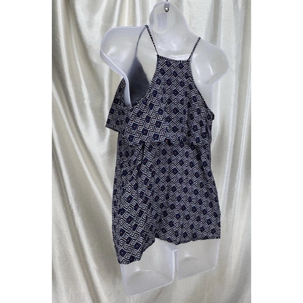 Old Navy Boho Shirt Black White Geometric Print Racerback Top Blouse Loose Small