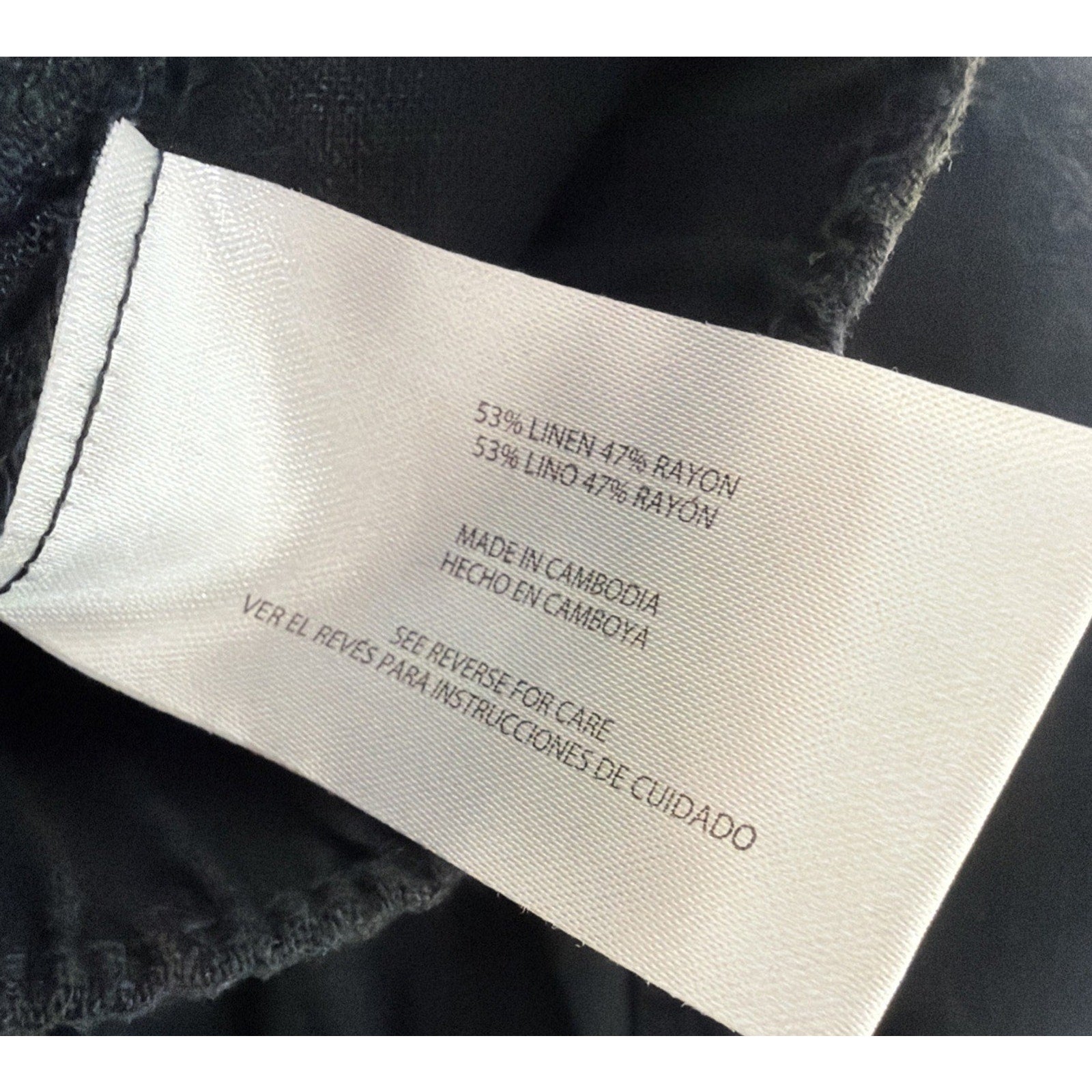 Gap size Large linen blend wide leg high elastic waist pants Black beach coastal