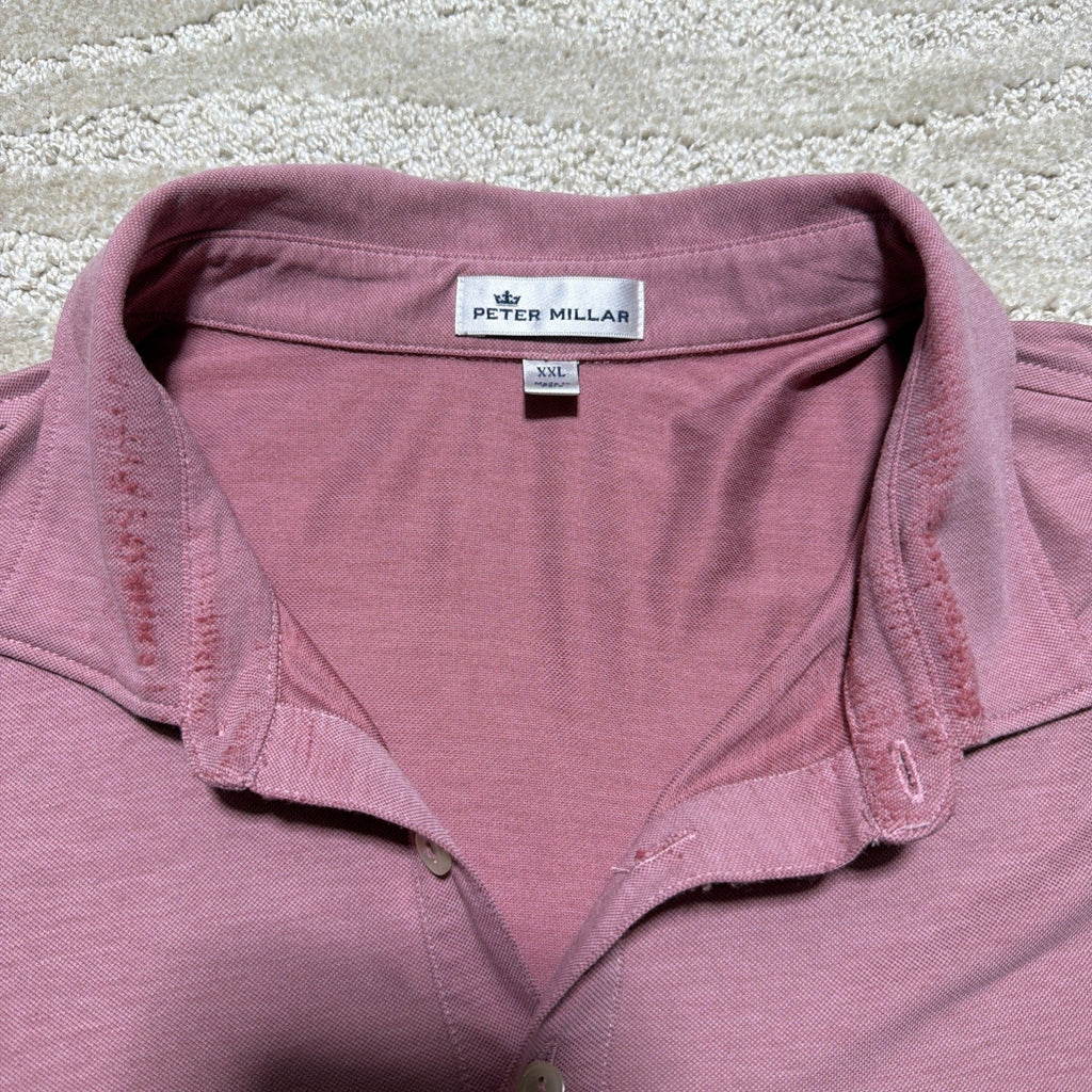 Peter Millar Pique Polo Shirt Mens XXL Pink Embroidered TN Golf