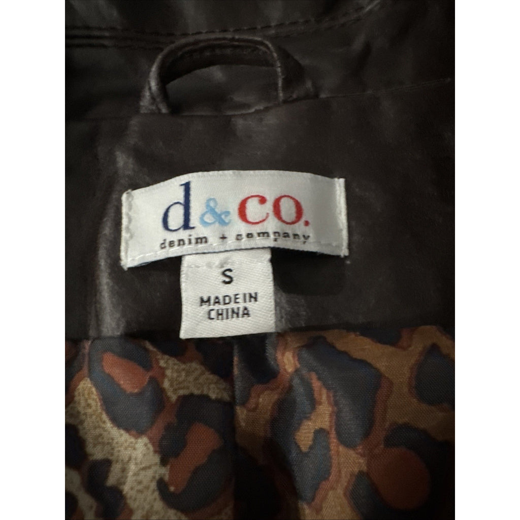 Denim & Co D&CO Leather Ladies Brown Motorcycle Jacket, Size S Style A201535,