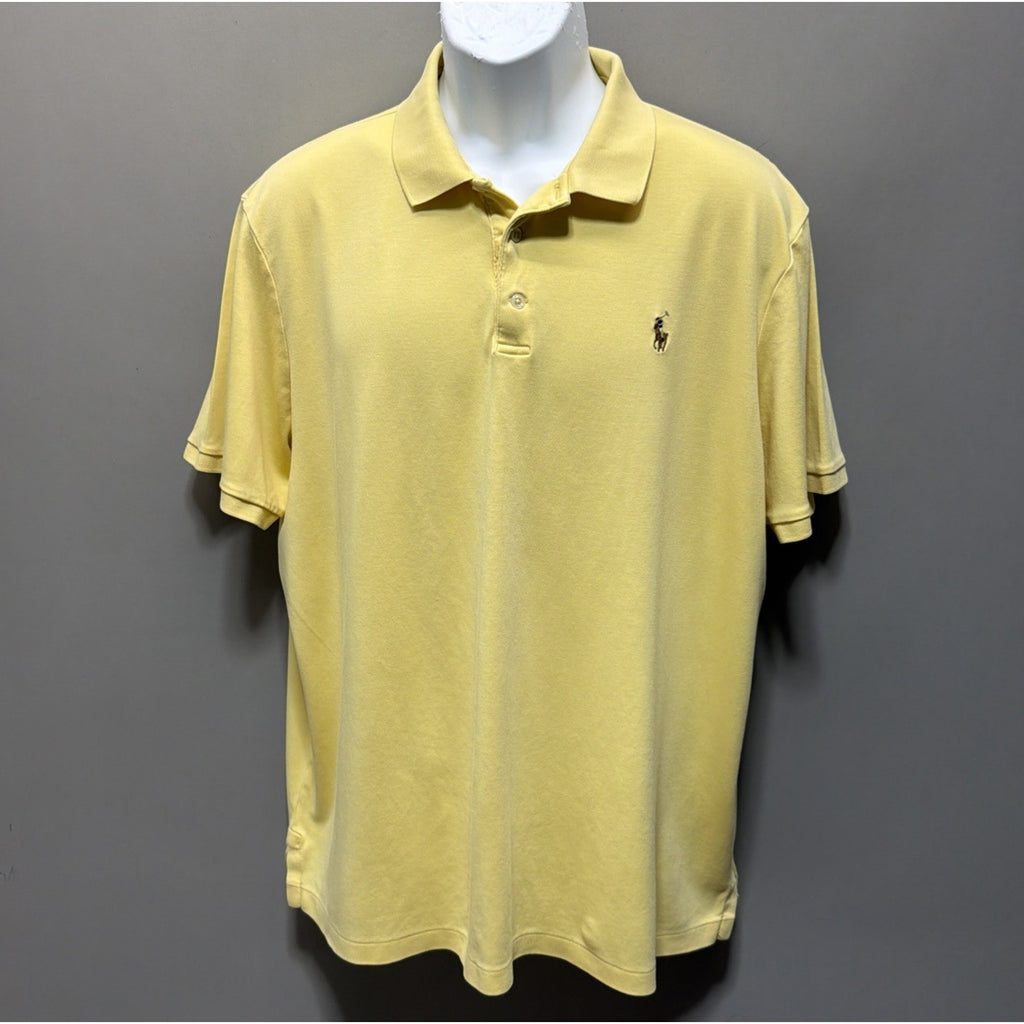 Polo Ralph Lauren Mens XL Classic Fit Soft Cotton Polo Shirt Short Sleeve Yellow