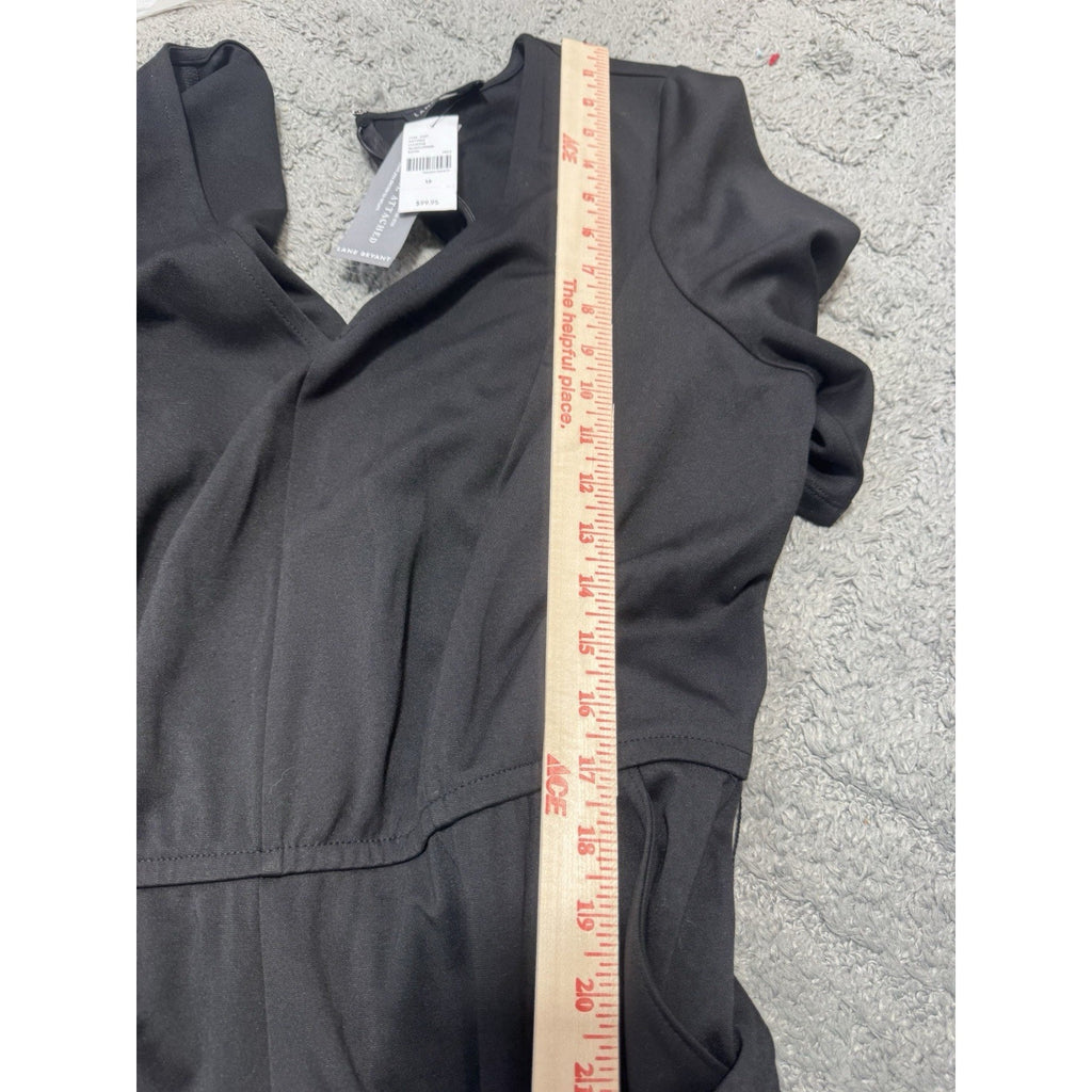 Lane Bryant NWT Womens Size 18 Black Wide Leg Jumpsuit Tie Waist V Neck $99