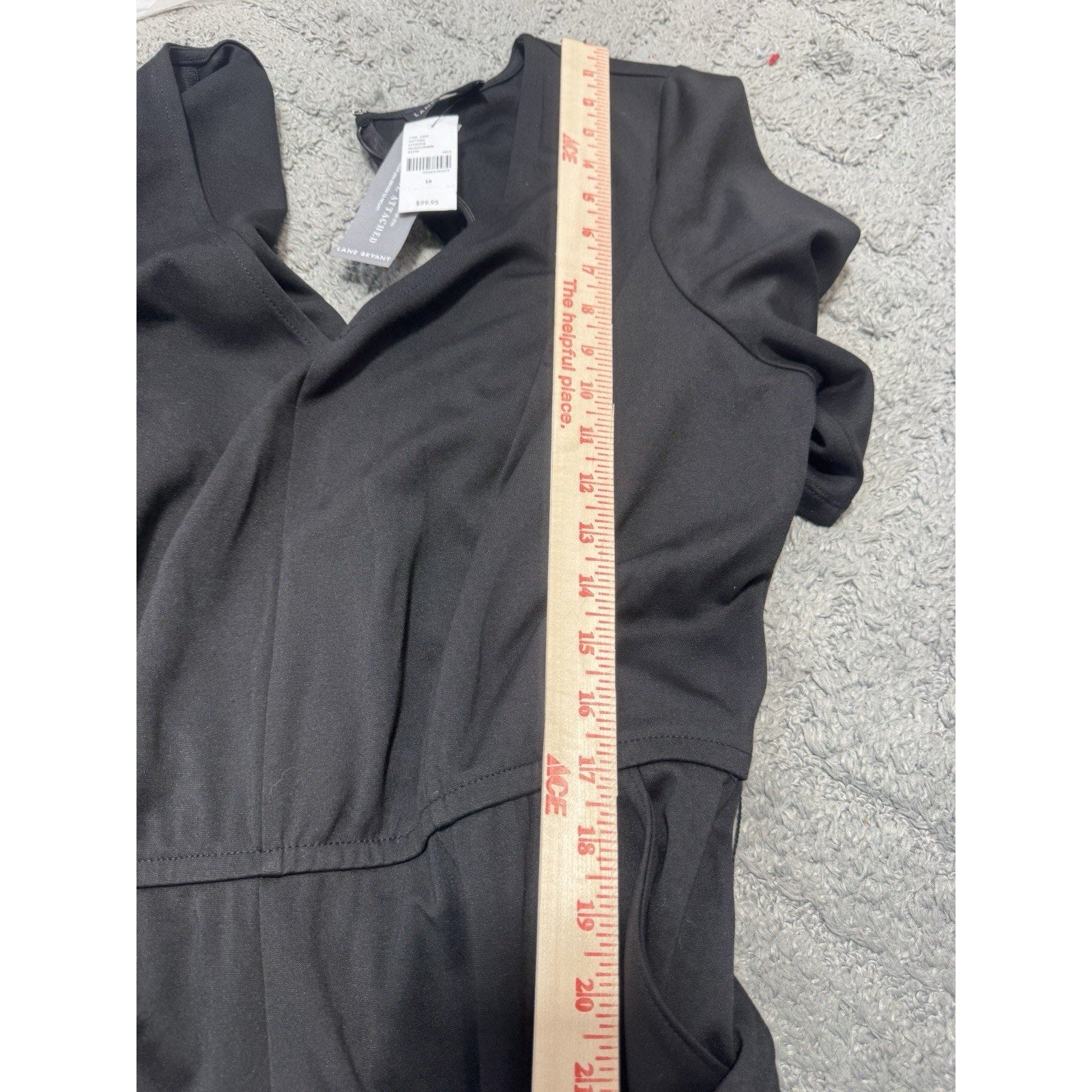 Lane Bryant NWT Womens Size 18 Black Wide Leg Jumpsuit Tie Waist V Neck $99