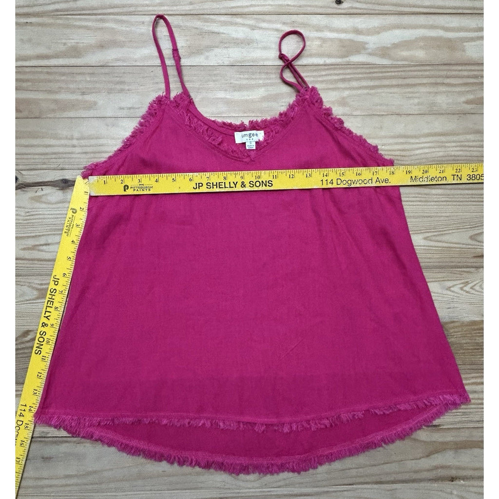 Umgee Top Womens Small Hot Pink Linen Blend Sleeveless Summer Boho.