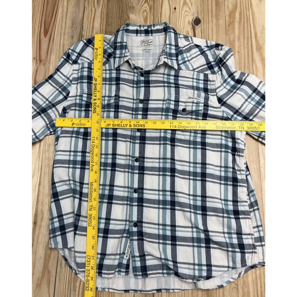 Lucky Brand Men’s Lined Button Up Western Plaid Long Sleeve XX-Large Sportswear