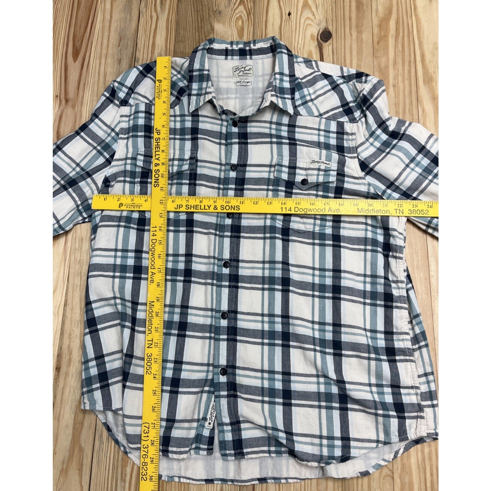 Lucky Brand Men’s Lined Button Up Western Plaid Long Sleeve XX-Large Sportswear