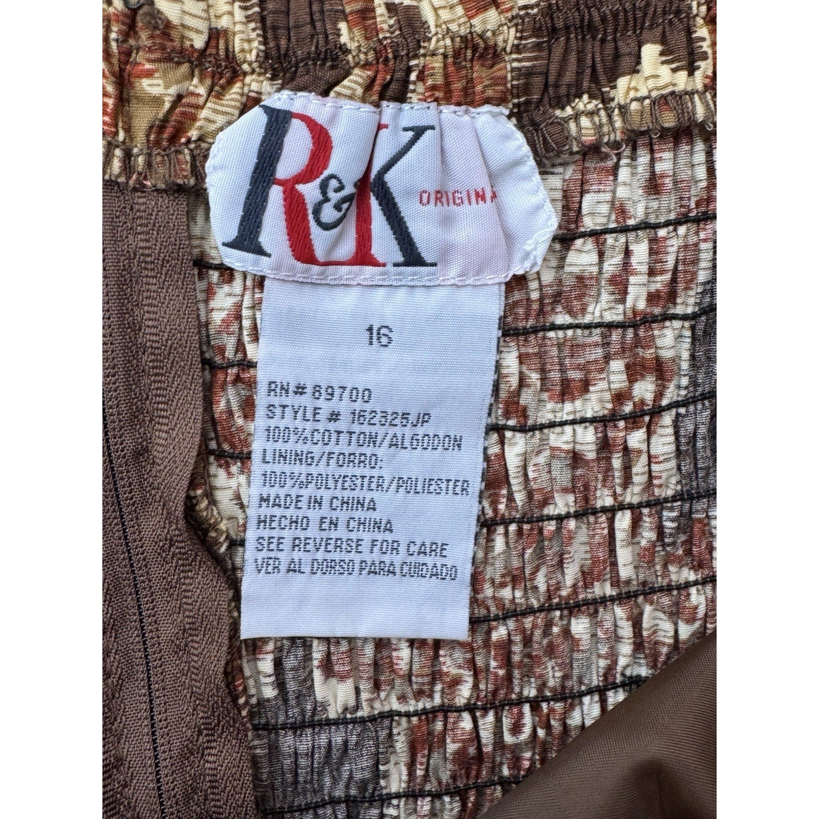 R&K ORIGINALS Brown Floral Sundress Dress Women’s Size 16 New With Tags