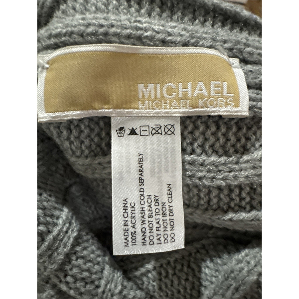 NWT Michael Michael Kors Gray Knit Beanie Pom Pom MK OS Hat