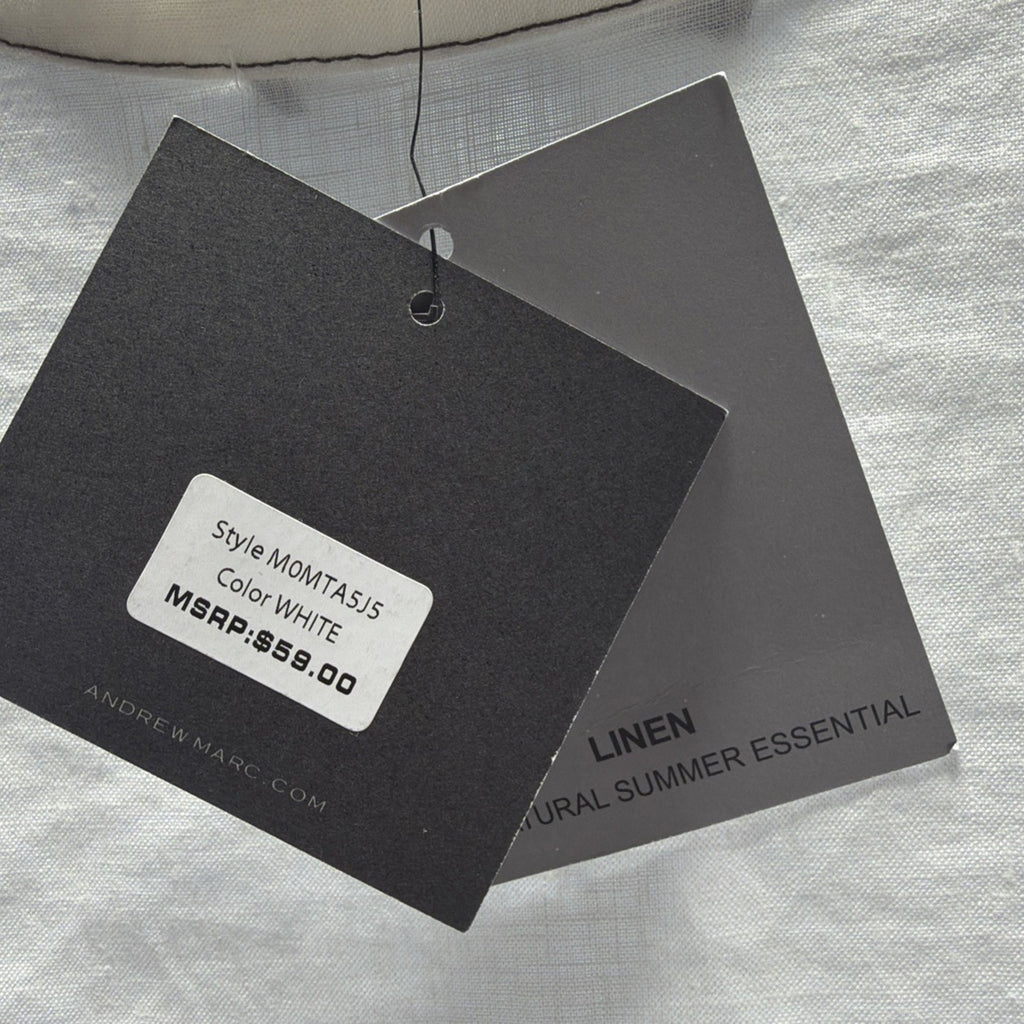 NEW Marc New York 100% Linen The Natural Summer Essential V Neck Shirt Mens L
