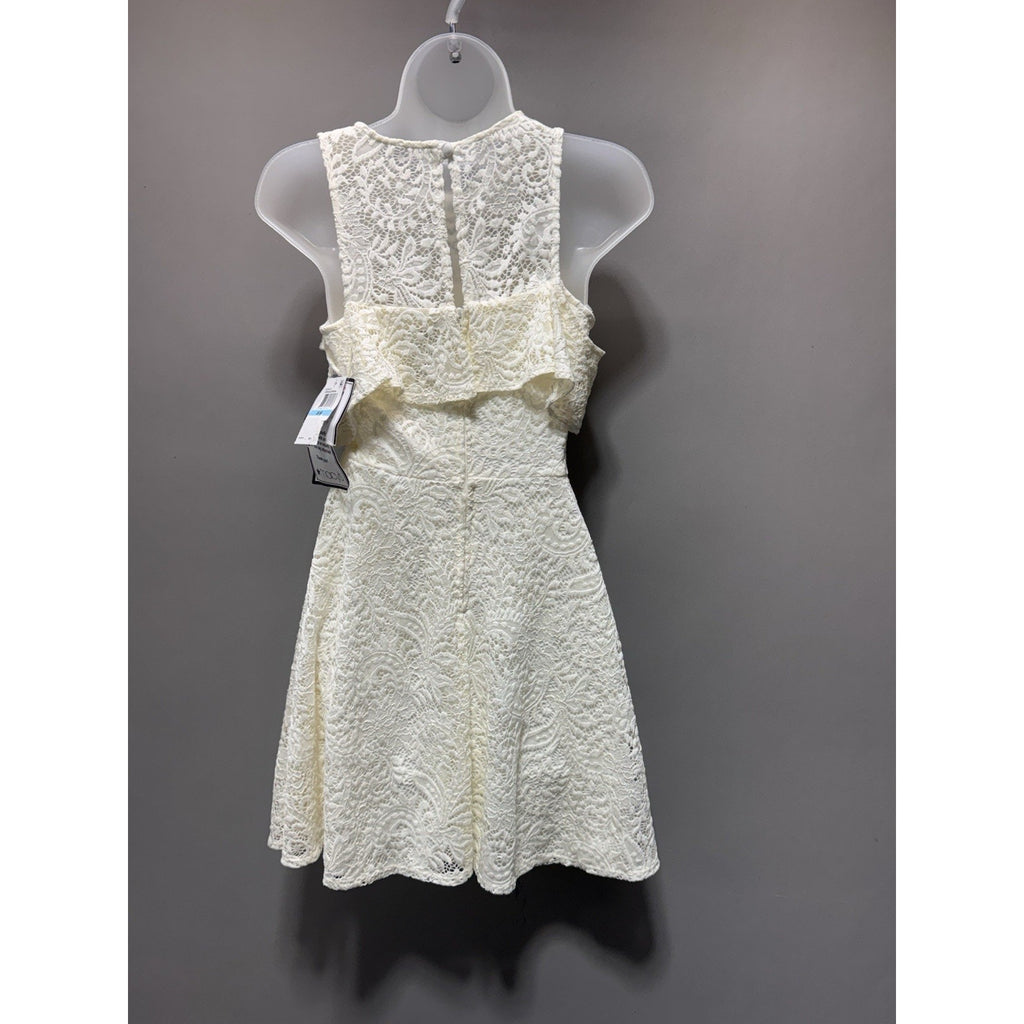 B Darlin Ivory Lace Cold Shoulder Fit Flare Dress Juniors 5/6 NWT Macy’s Party