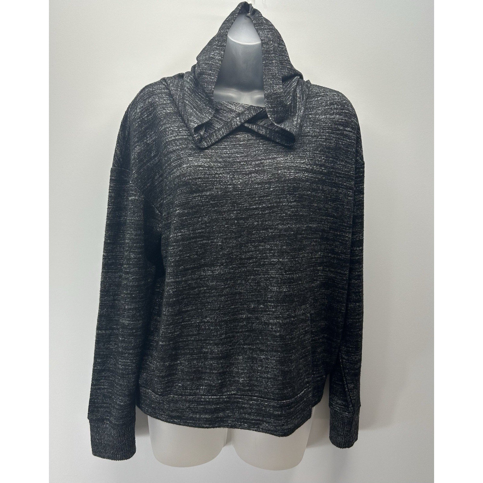 GAP Black-Gray Lightweight Hoodie Crewneck Long-Slv Stretchy Small New With Tags
