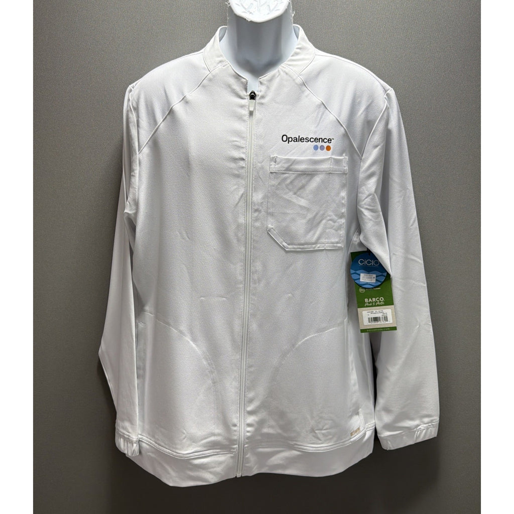 Grays Anatomy Barco Stretch Men’s M Full Zip Warm Up Scrub Jacket White NWT