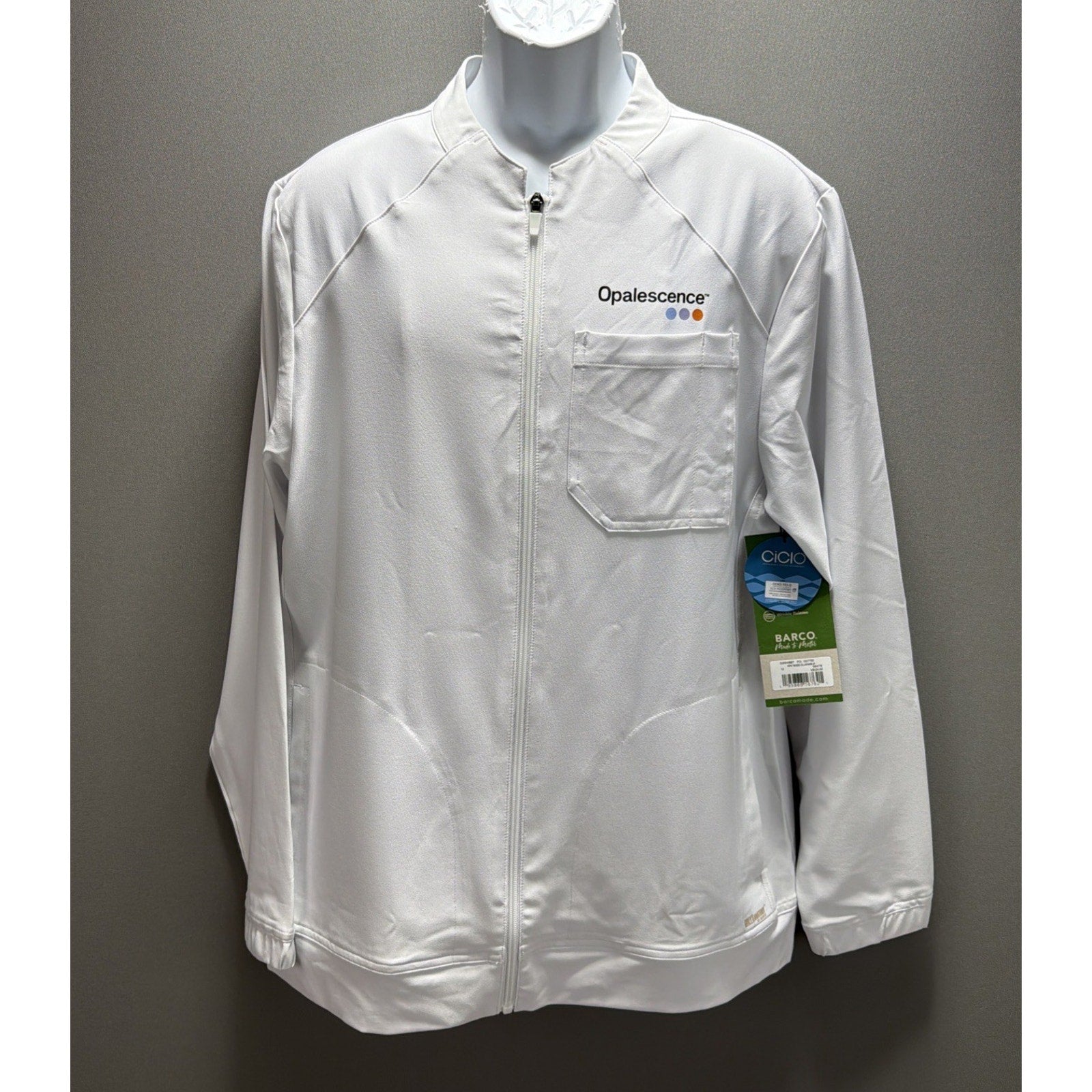 Grays Anatomy Barco Stretch Men’s M Full Zip Warm Up Scrub Jacket White NWT