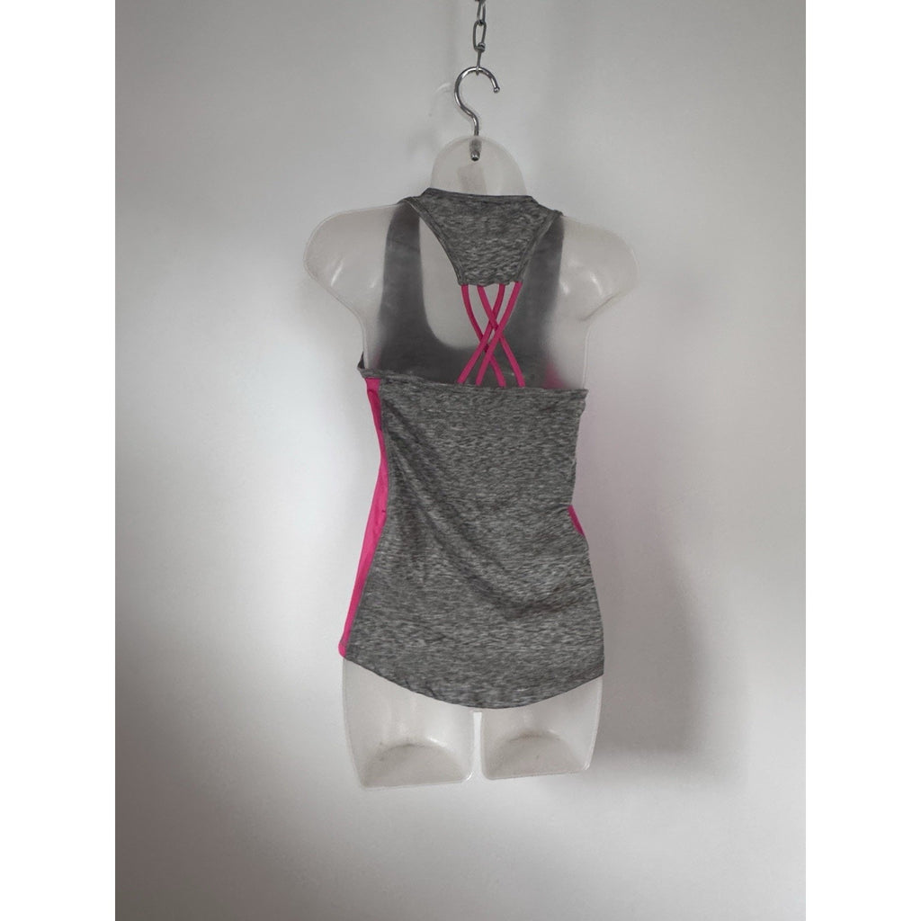 TEK GEAR Women's Tek Gear Elastic Back Workout Tank Gray Pink Size Medium