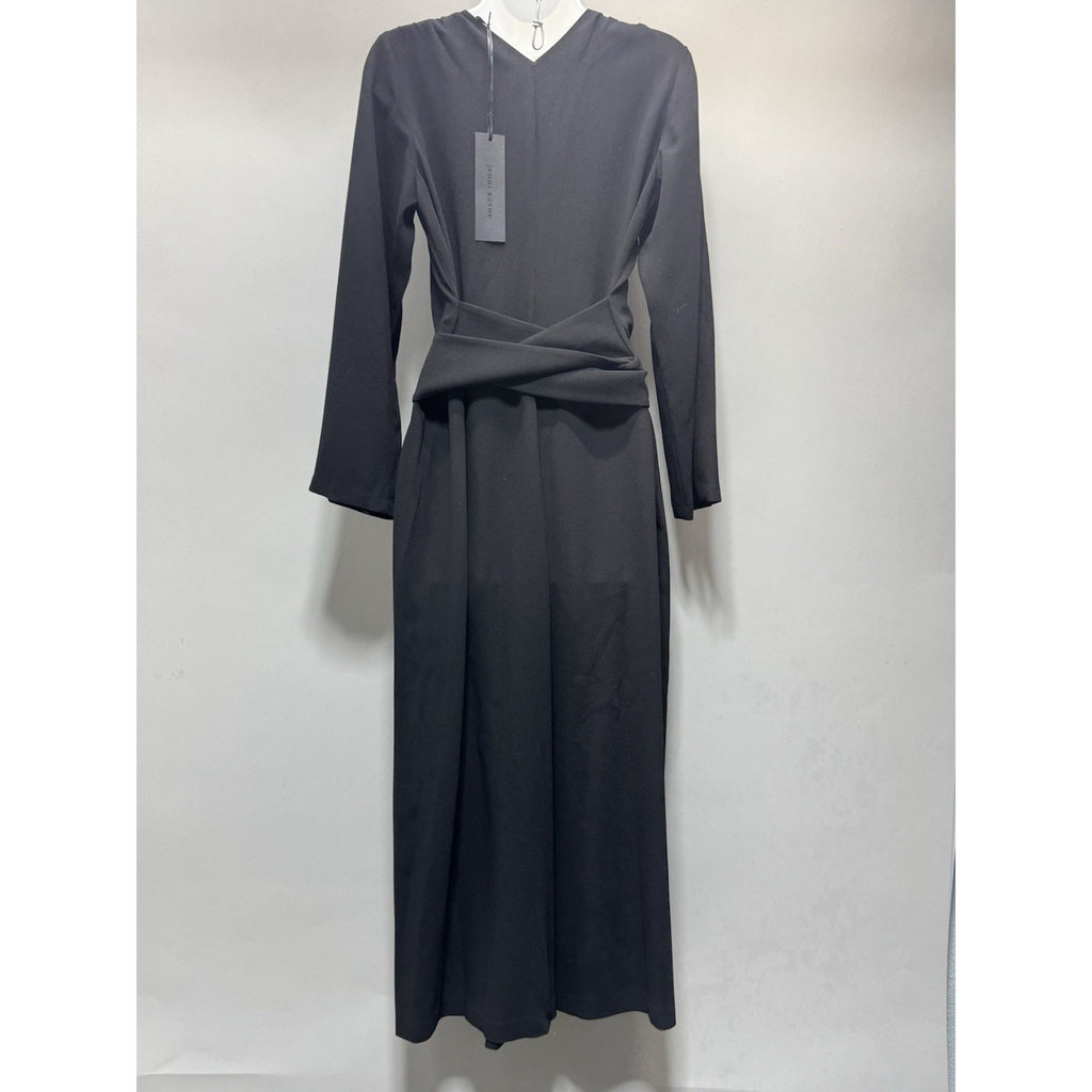 Jenni Kayne Black Wrap Midi Dress XS NWT Long Sleeve Tie Waist Minimalist Luxury