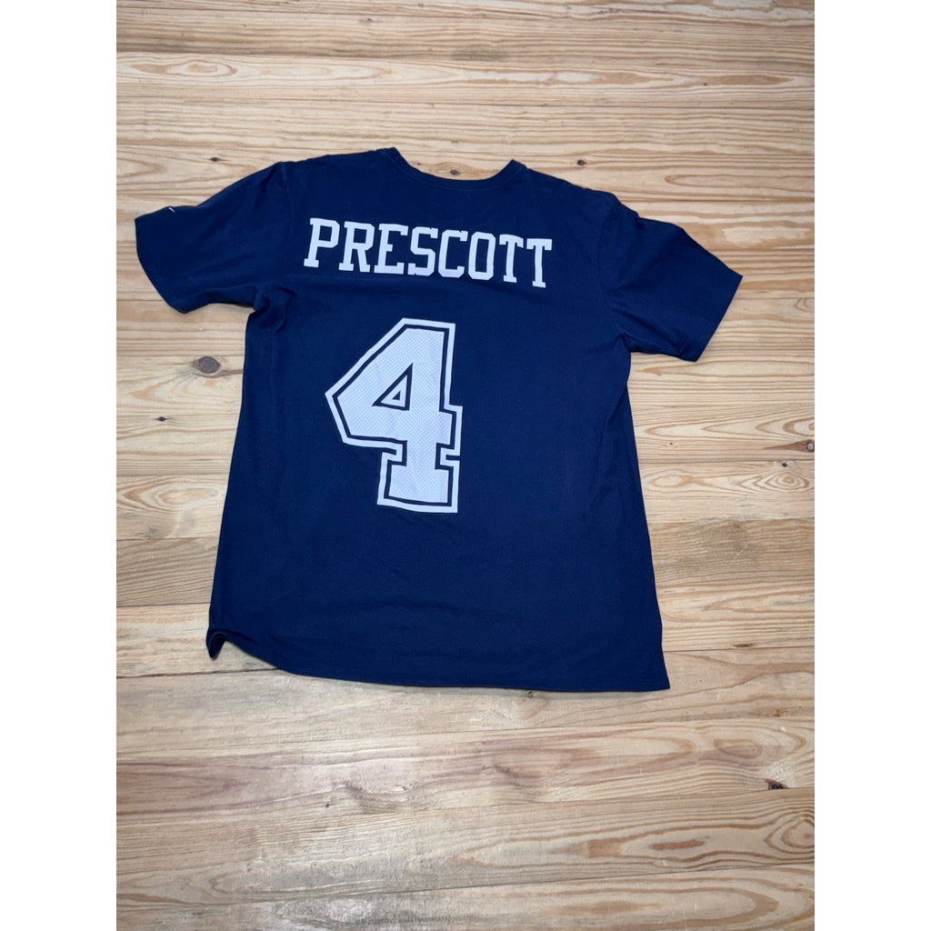 Dallas Cowboys Dak Prescott Tee Shirt Men’s Large Navy Blue Nike Athletic Cut